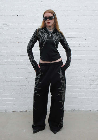 HAUNT STUDDED OVERSIZED SWEATPANTS BLACK-Coordom