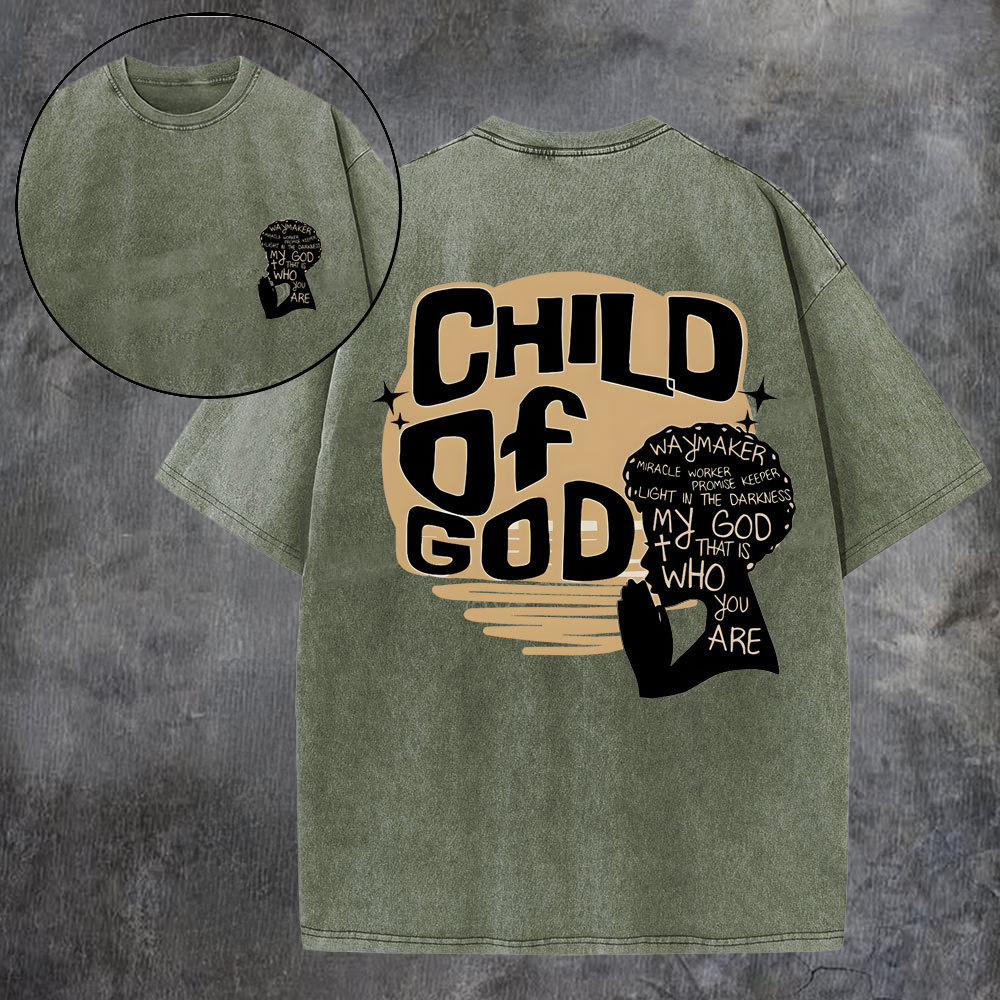 Child Of God Printed Men's Washed Tee-Coordom