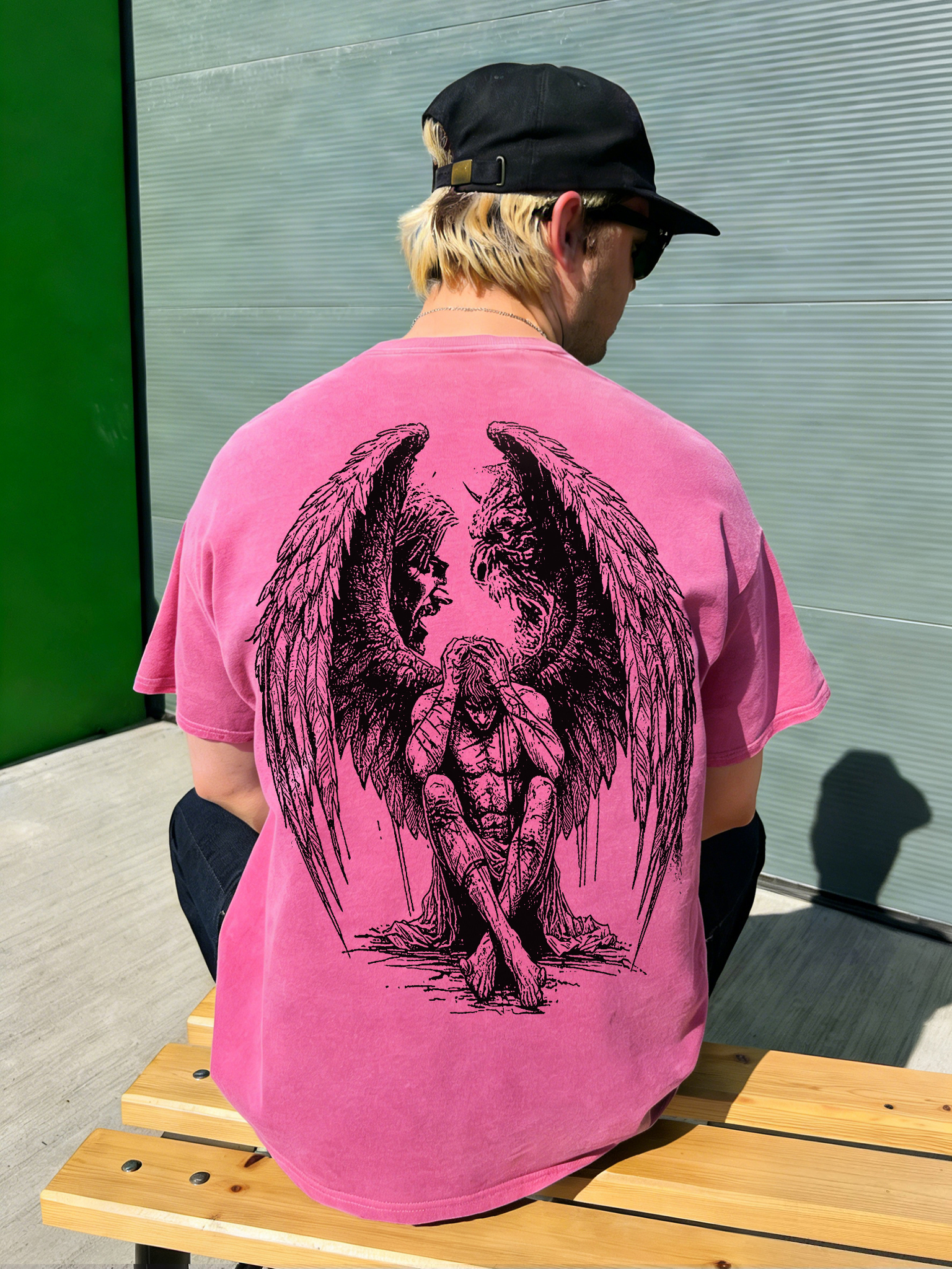 Contradictory Angel Printed Men's Washed Tee-Coordom