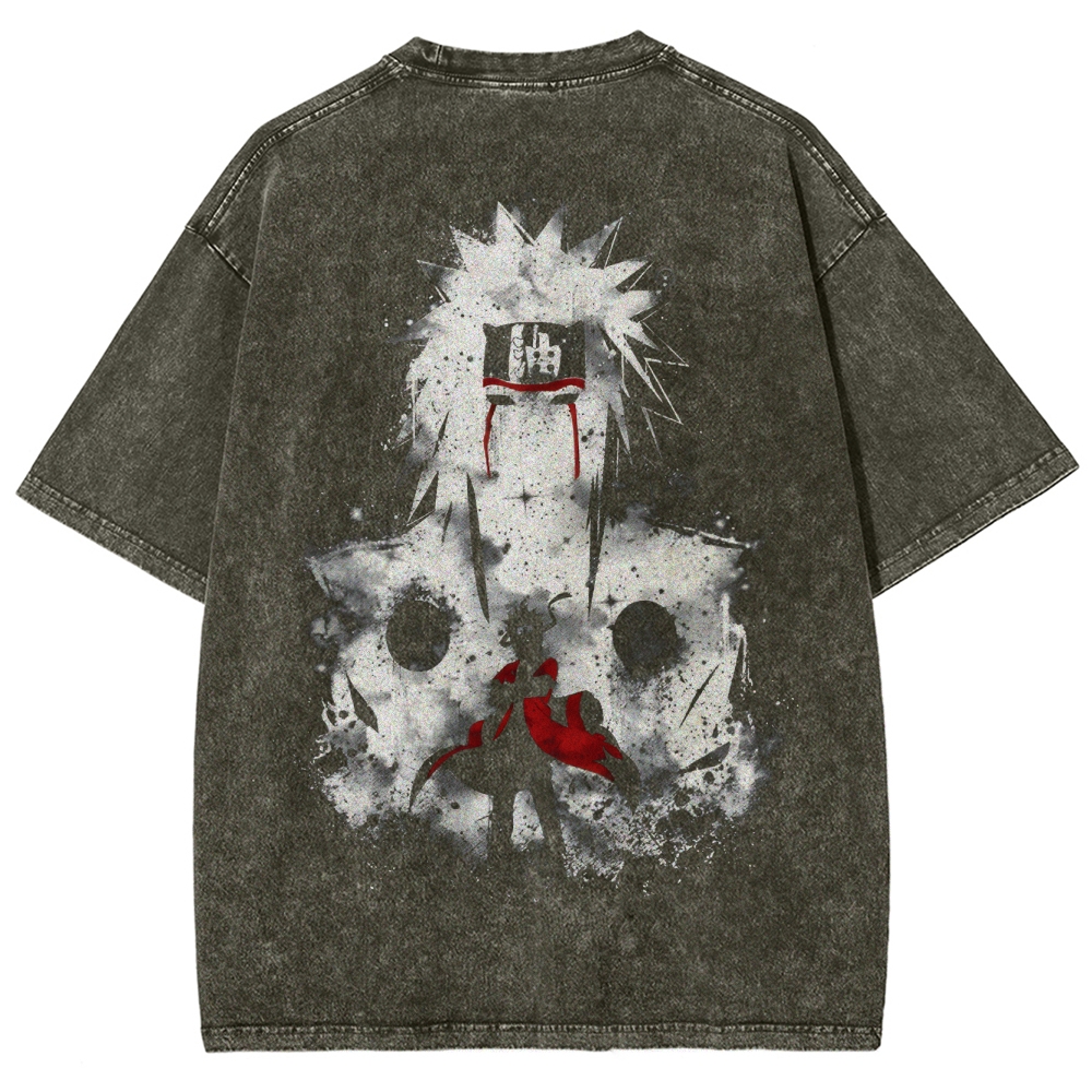 Naruto Jiraiya Streetwear Washed T-Shirt-Coordom