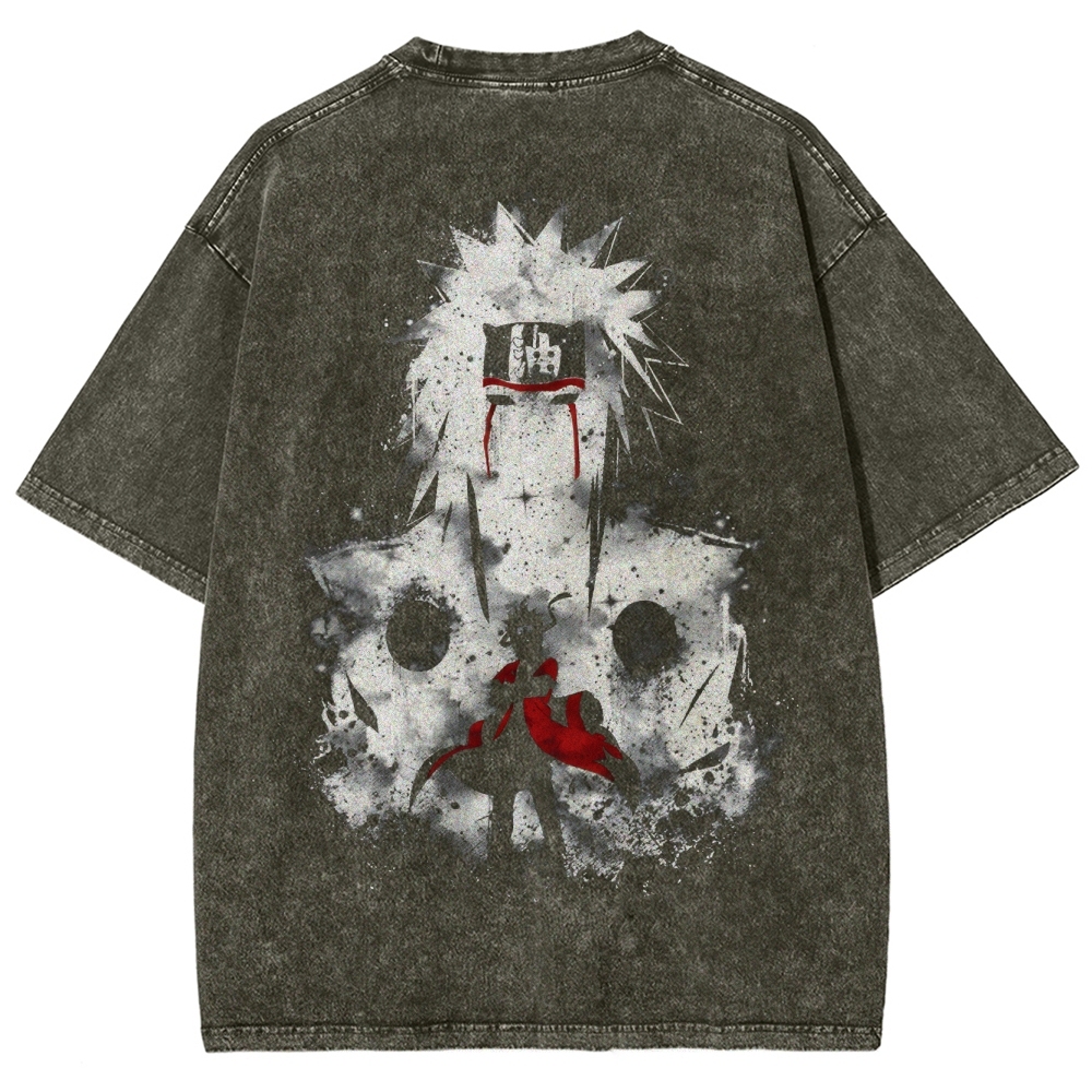 Naruto Jiraiya Streetwear Washed T-Shirt-Coordom