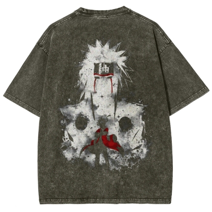 Naruto Jiraiya Streetwear Washed T-Shirt-Coordom