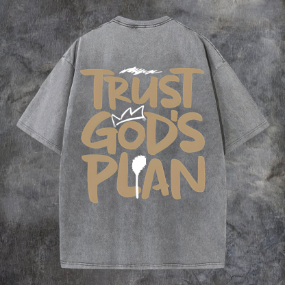 Trust God's Plan Printed Men's Washed T-Shirt-Coordom