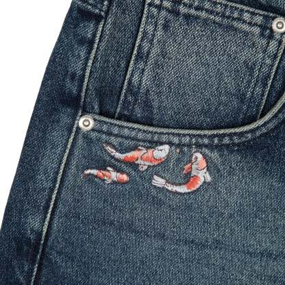"koi fish v2" Jorts washed indigo-Coordom