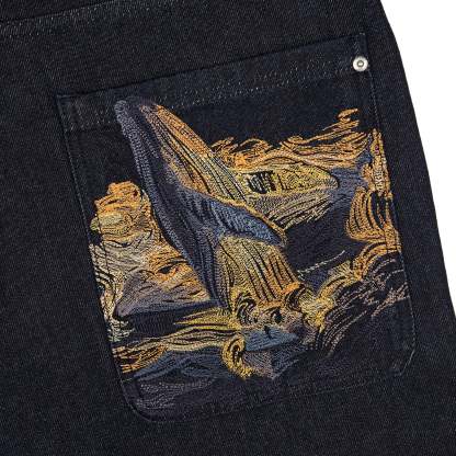 "whales v2" Jorts dark indigo-Coordom