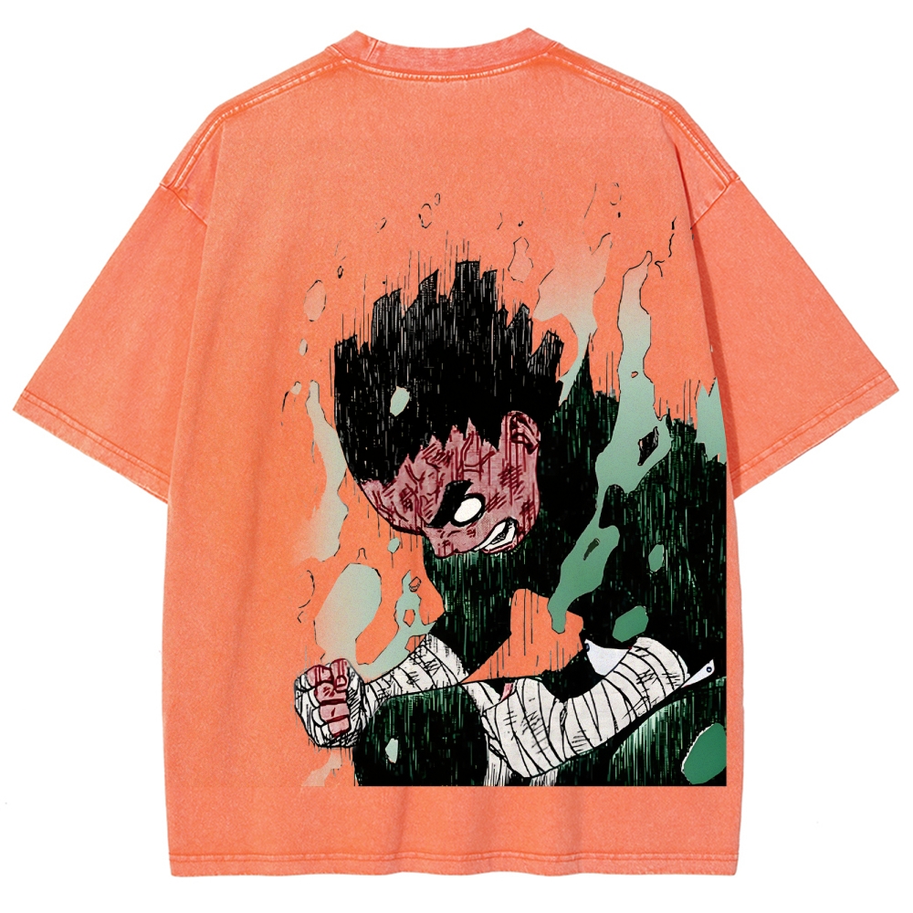 Naruto Rock Lee Unisex Fit Washed T-Shirt 2504005182-Coordom