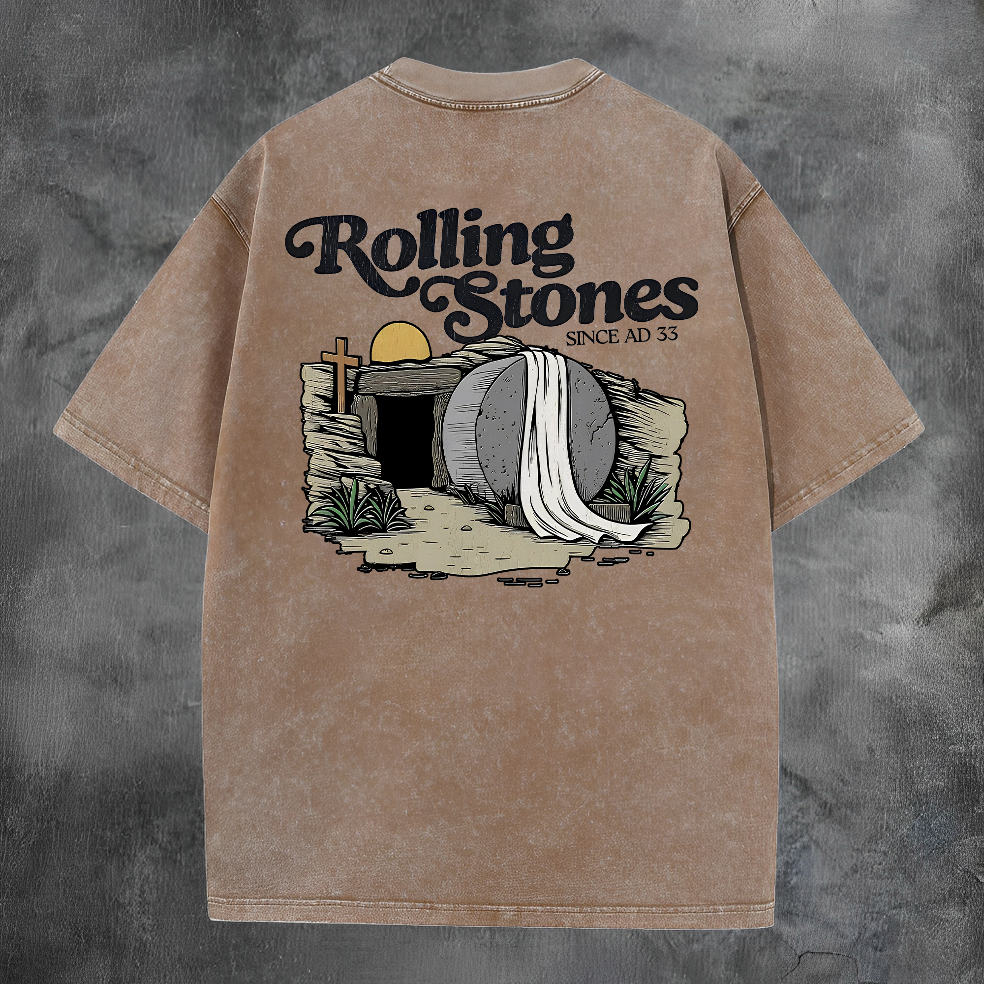 Rolling Stone Since AD 33 Printed Men's Washed Tee-Coordom