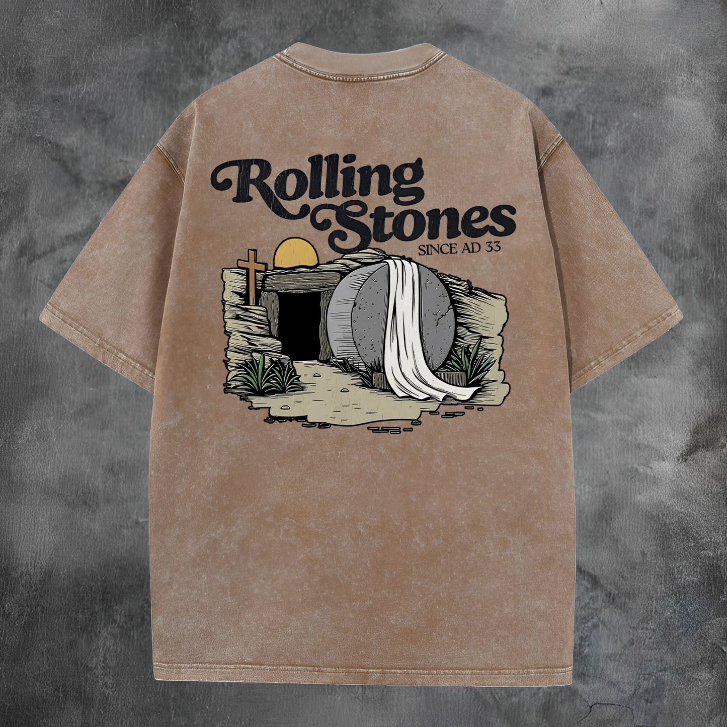Rolling Stone Since AD 33 Printed Men's Washed Tee-Coordom