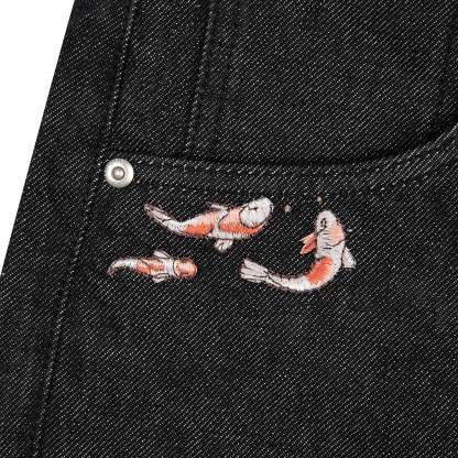 "koi fish v2" Jorts raw black-Coordom