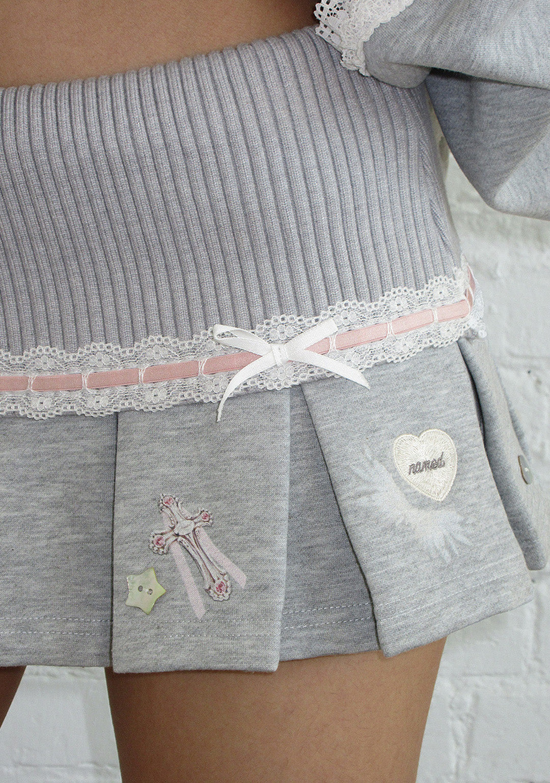 WHISPER PLEATED MINI SKIRT GREY MARL-Coordom