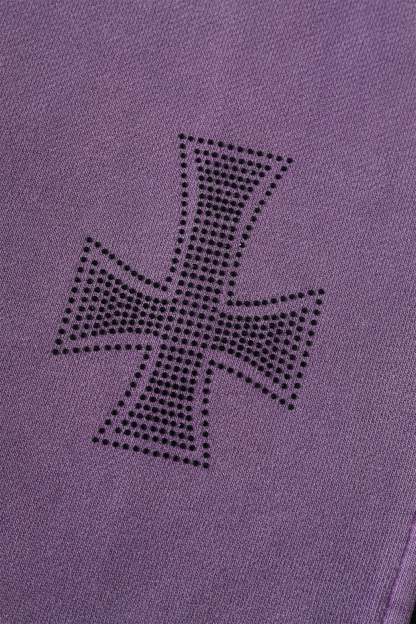 WASHED PURPLE RHINESTONE HOODIE|Streetwear Oversized Vintage Casual Wear-Coordom