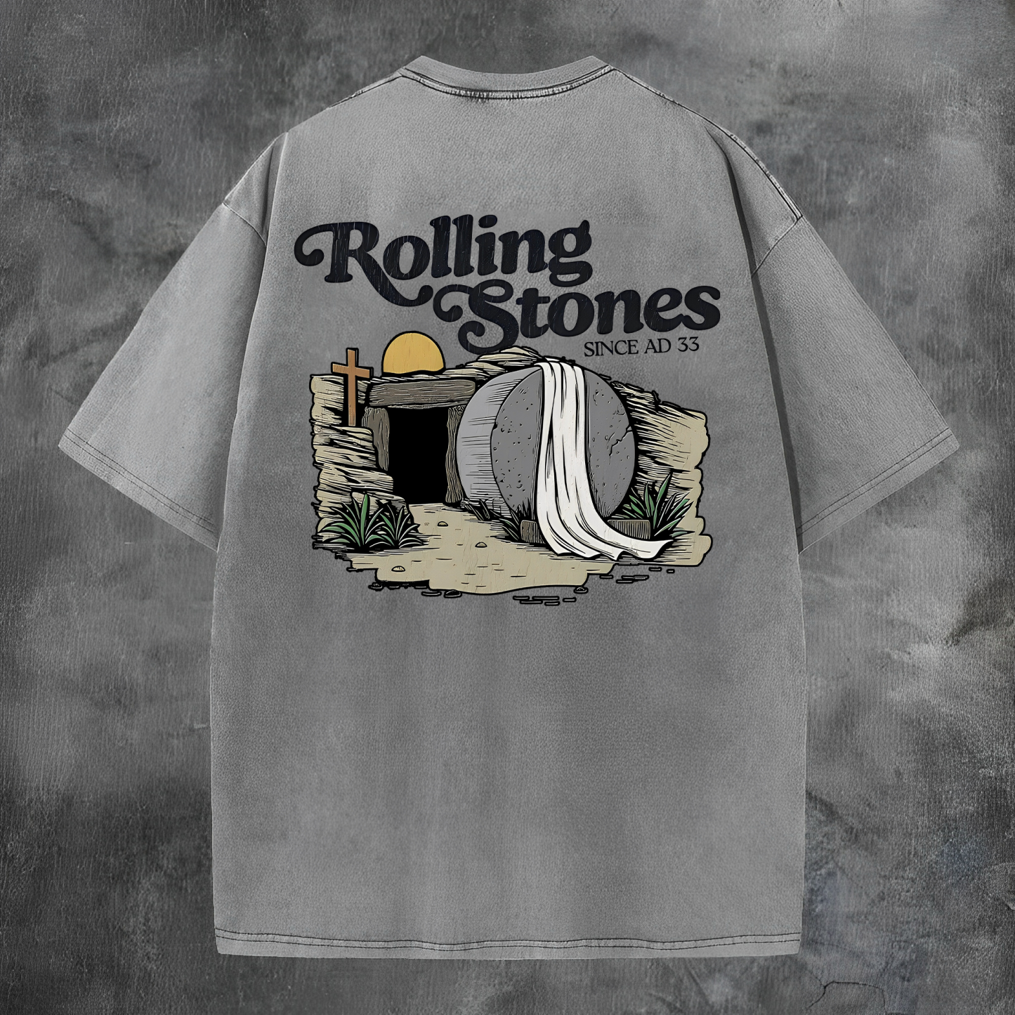 Rolling Stone Since AD 33 Printed Men's Washed Tee-Coordom