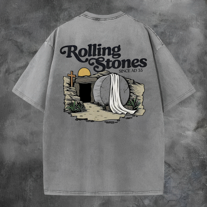 Rolling Stone Since AD 33 Printed Men's Washed Tee-Coordom