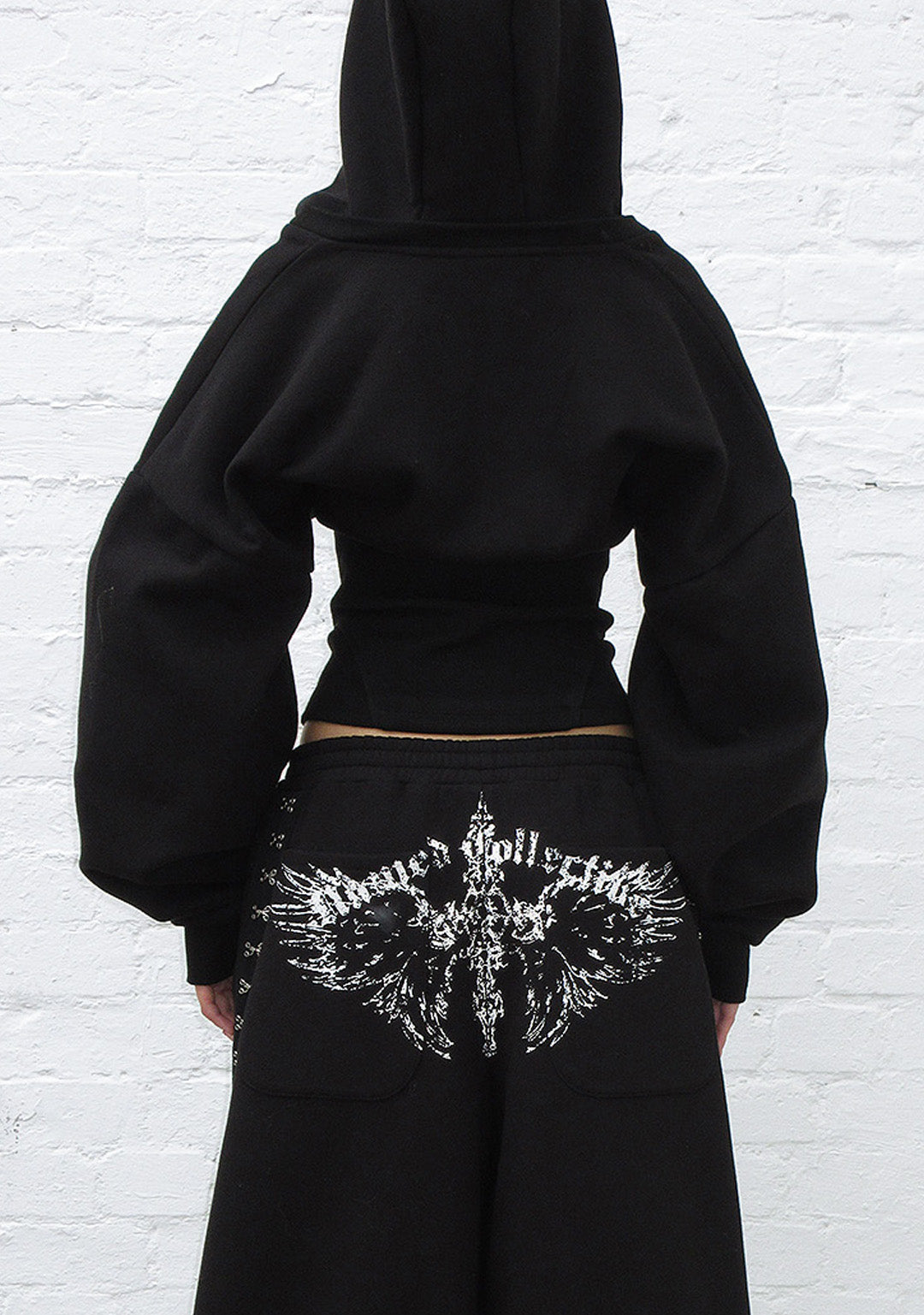 FALLEN CORSET SCULPT HOODIE BLACK-Coordom