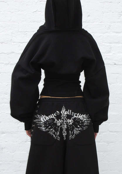 FALLEN CORSET SCULPT HOODIE BLACK-Coordom