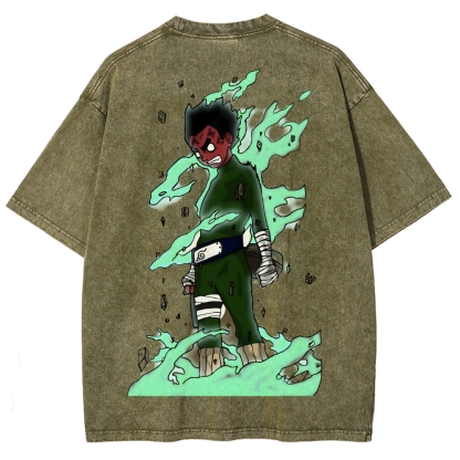 Naruto Rock Lee Unisex Fit Washed T-Shirt 2504005187-Coordom
