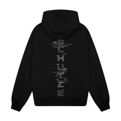 "sashiko" Hoodie black-Coordom