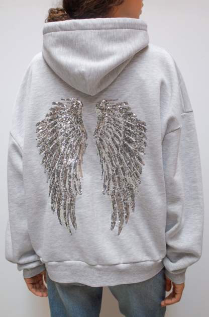 Sparkwing Angel Sequin Hoodie – Silver Stardust-Coordom