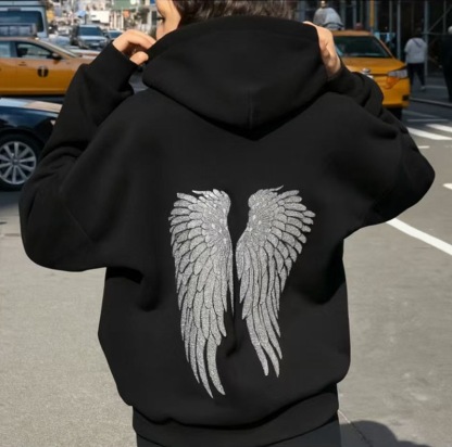 Hoodie with angel wings and glitter-Coordom