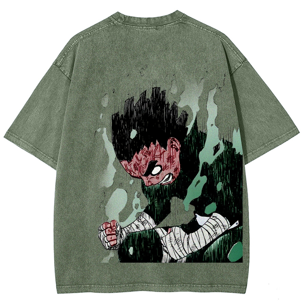 Naruto Rock Lee Unisex Fit Washed T-Shirt 2504005182-Coordom