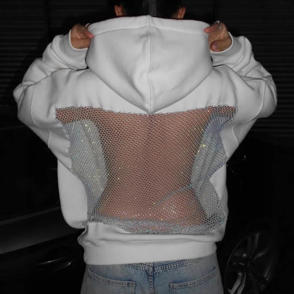 Long-sleeved pullover sweatshirt with mesh detailing-Coordom