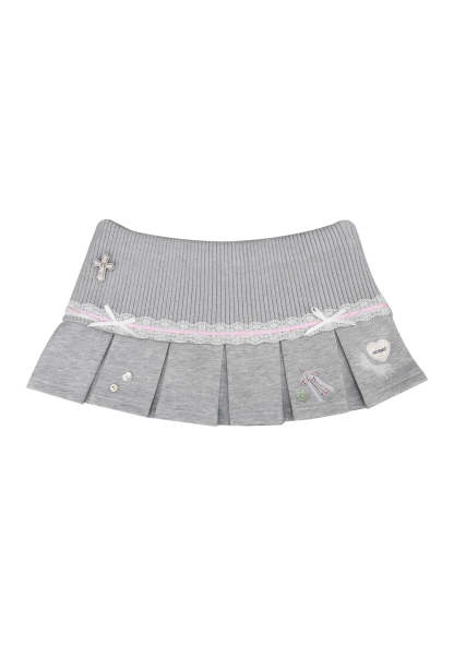 WHISPER PLEATED MINI SKIRT GREY MARL-Coordom