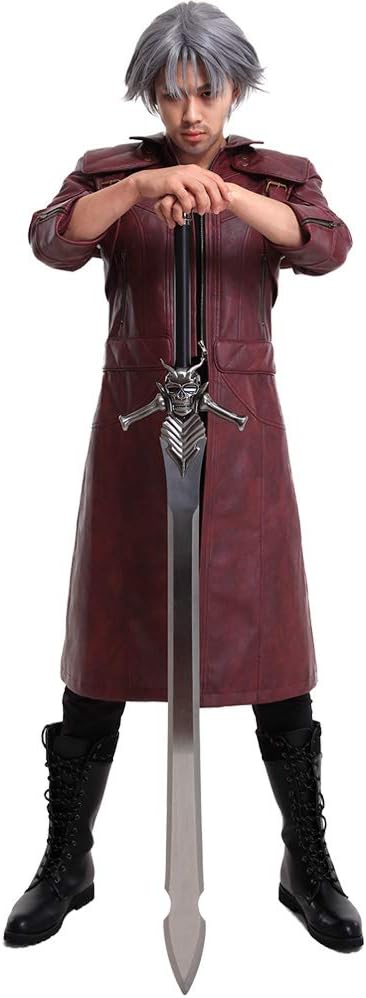 Crimson Devil Hunter Leather Long Coat | Devil May Cry Streetwear Jacket-Coordom