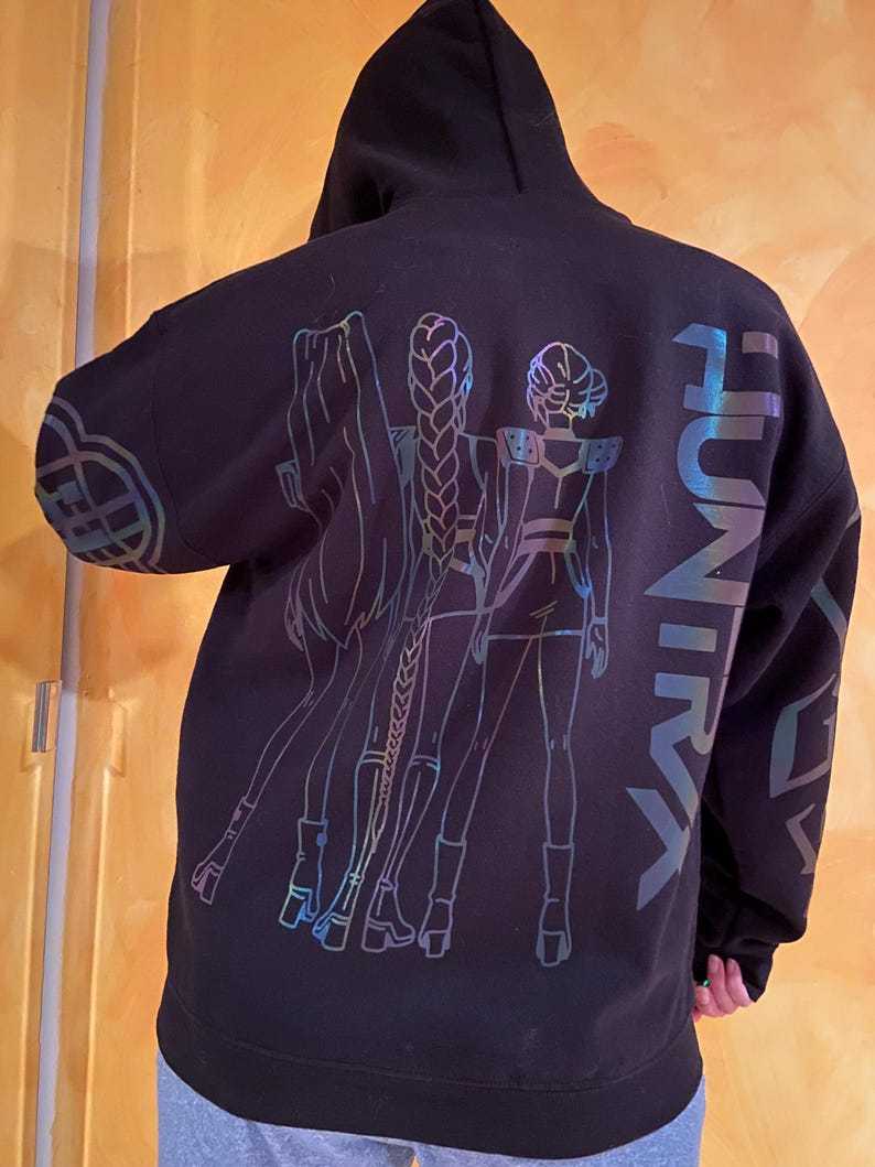 Huntr.x Rainbow Reflective Hoodie, loose fitting nighttime riding garment pullover-Coordom