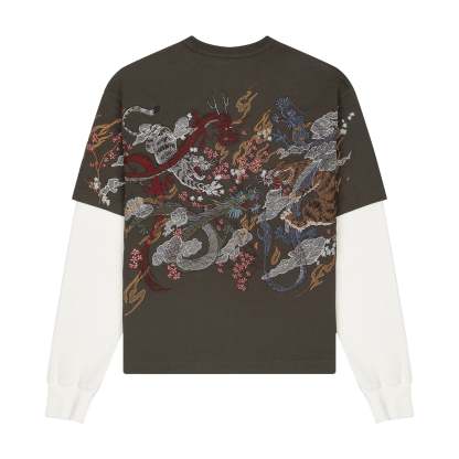 "yakuza" layered Longsleeve khaki-Coordom