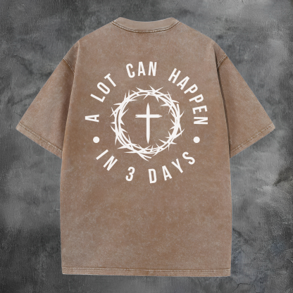 A Lot Can Happen In 3 Days Printed Men's Washed Tee-Coordom