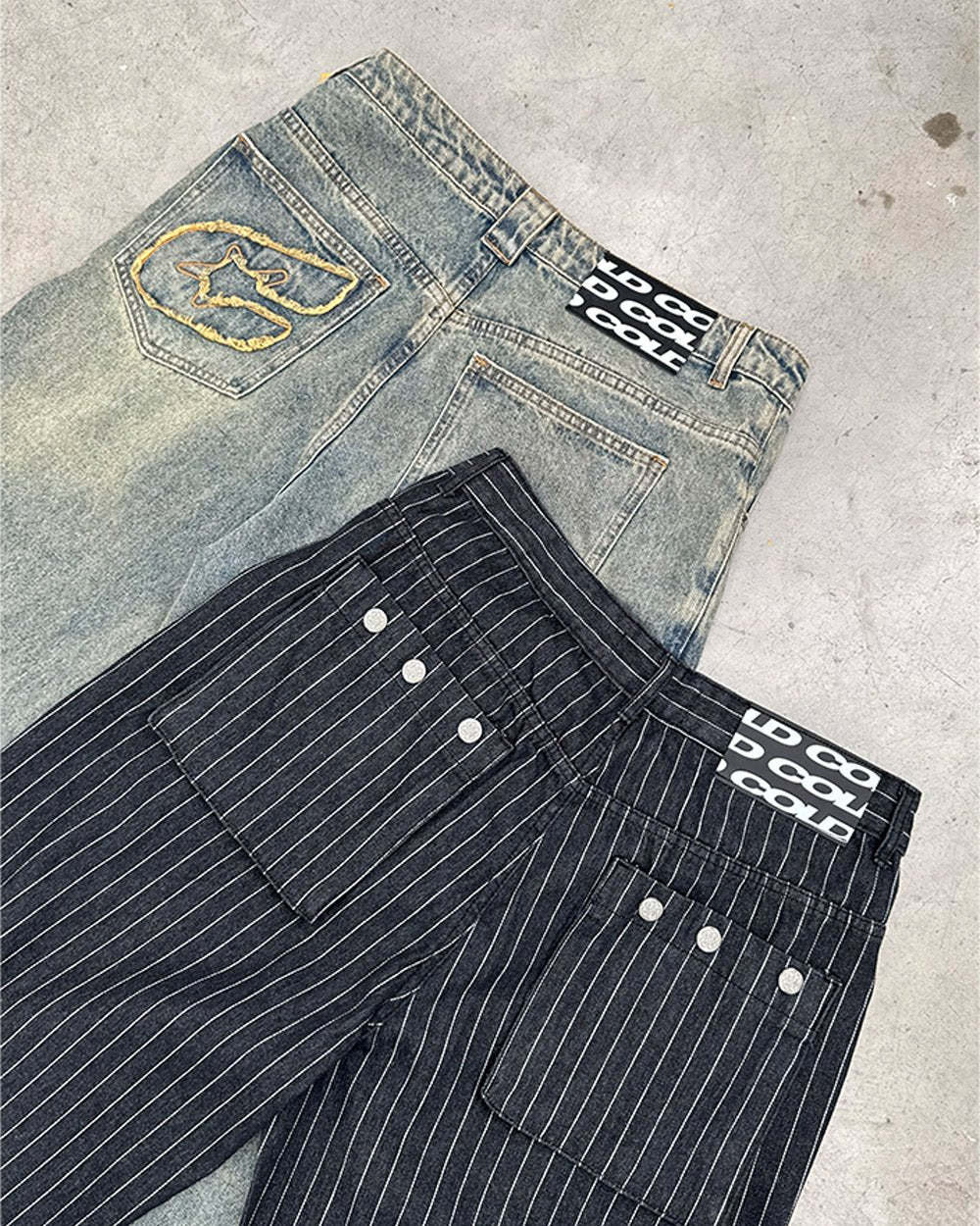 CV2 Dirty Light Denim Pants | Vintage Streetwear Baggy Jeans-Coordom
