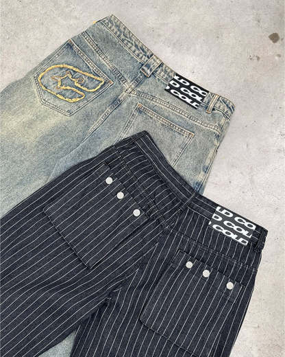 CV2 Dirty Light Denim Pants | Vintage Streetwear Baggy Jeans-Coordom