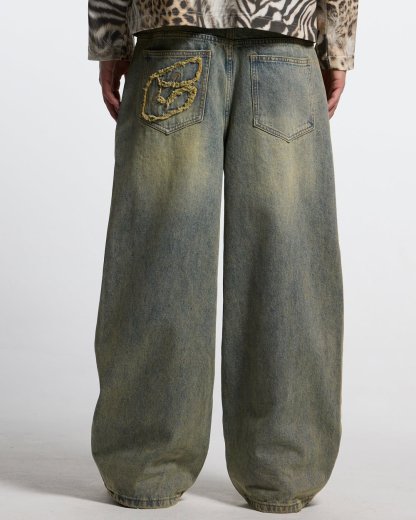 CV2 Dirty Light Denim Pants | Vintage Streetwear Baggy Jeans-Coordom