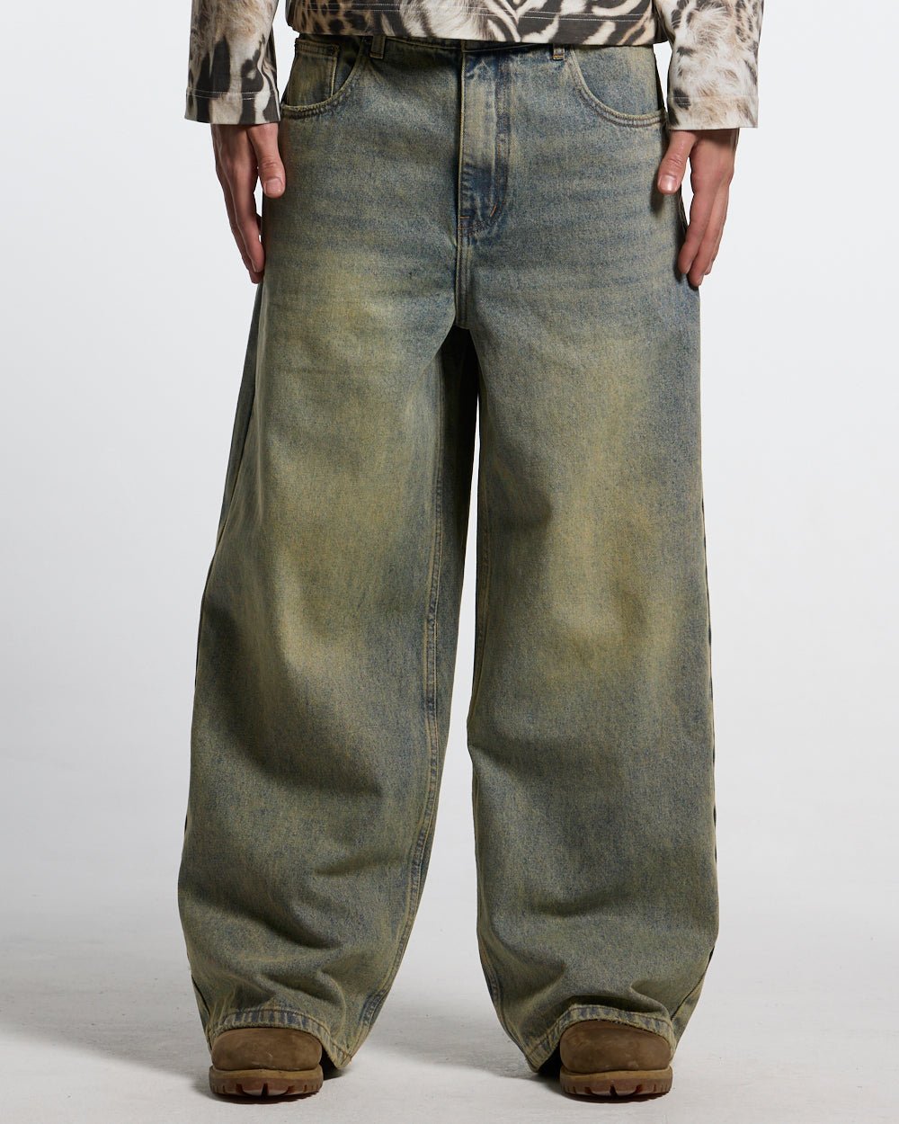 CV2 Dirty Light Denim Pants | Vintage Streetwear Baggy Jeans-Coordom