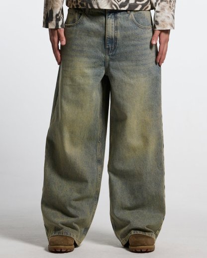 CV2 Dirty Light Denim Pants | Vintage Streetwear Baggy Jeans-Coordom