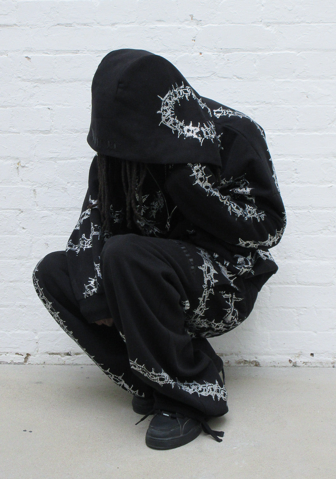  RHINESTONE OVERSIZED SWEATPANTS BLACK-Coordom