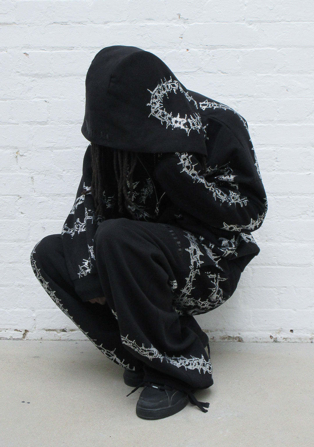  RHINESTONE OVERSIZED SWEATPANTS BLACK-Coordom