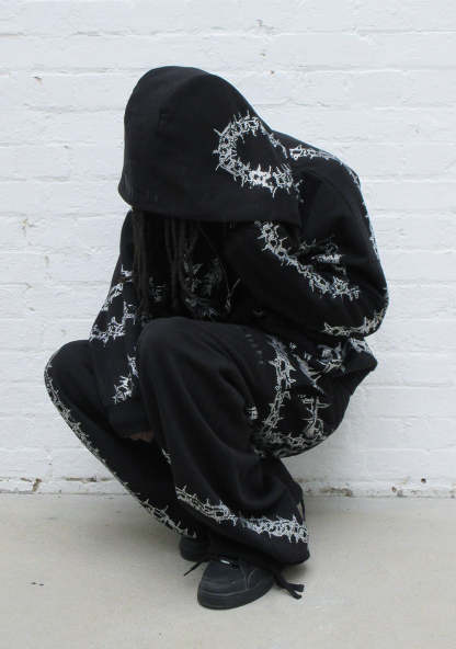  RHINESTONE OVERSIZED SWEATPANTS BLACK-Coordom