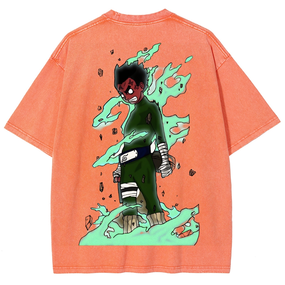 Naruto Rock Lee Unisex Fit Washed T-Shirt 2504005187-Coordom