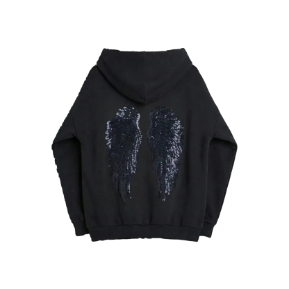 Angel Wings Sequin Hoodie-Coordom