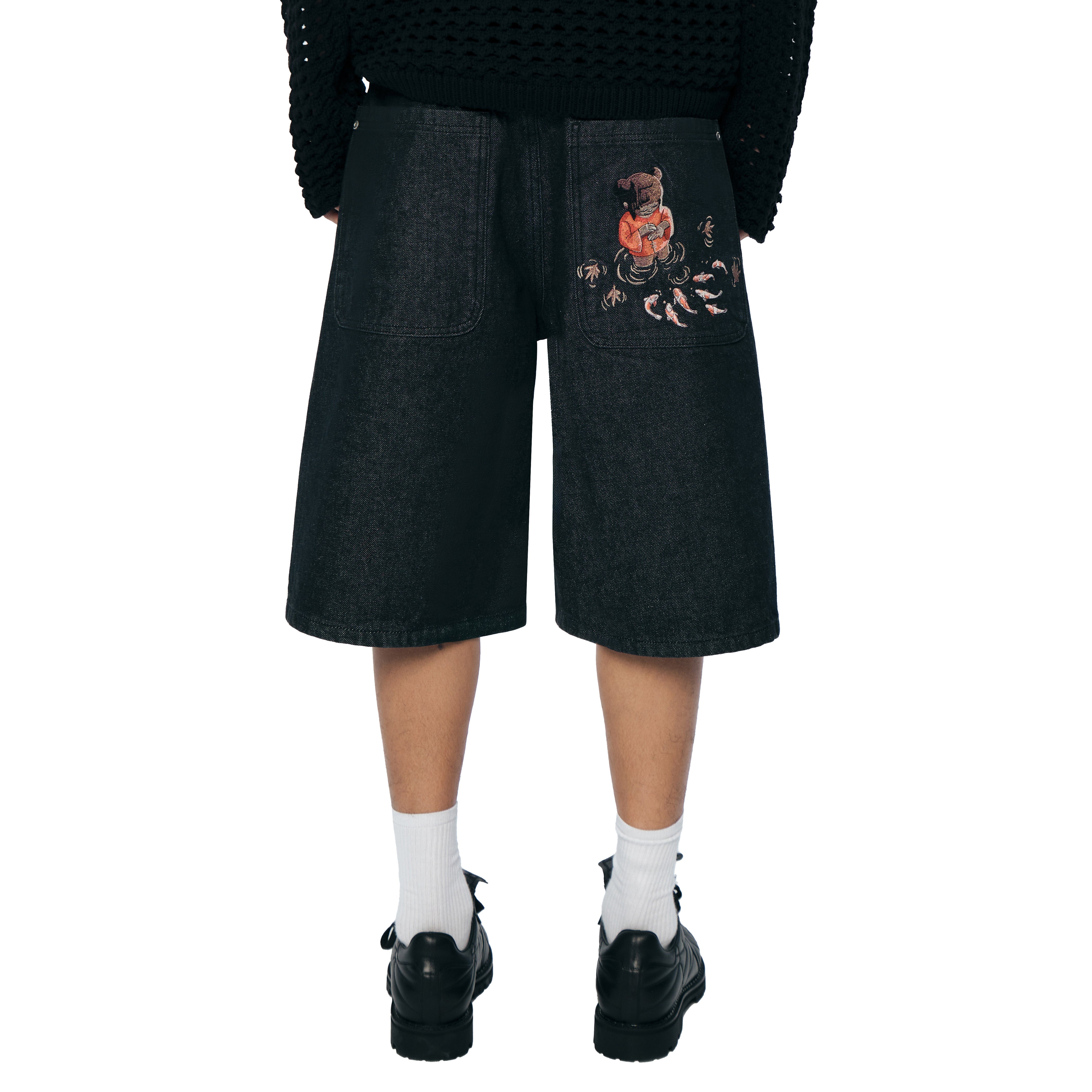 "koi fish v2" Jorts raw black-Coordom