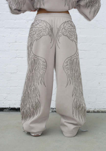 FALLEN STUDDED OVERSIZED SWEATPANTS BONE-Coordom