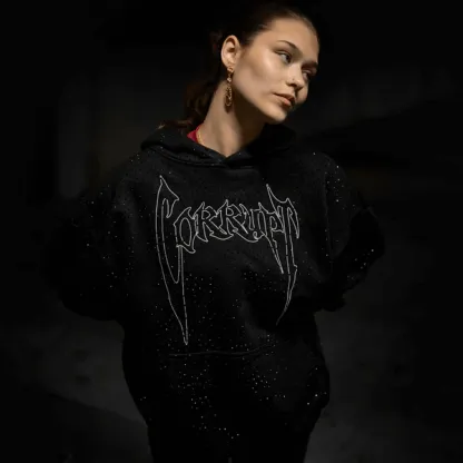 Rhinestone Design Oversized Hoodie-Coordom