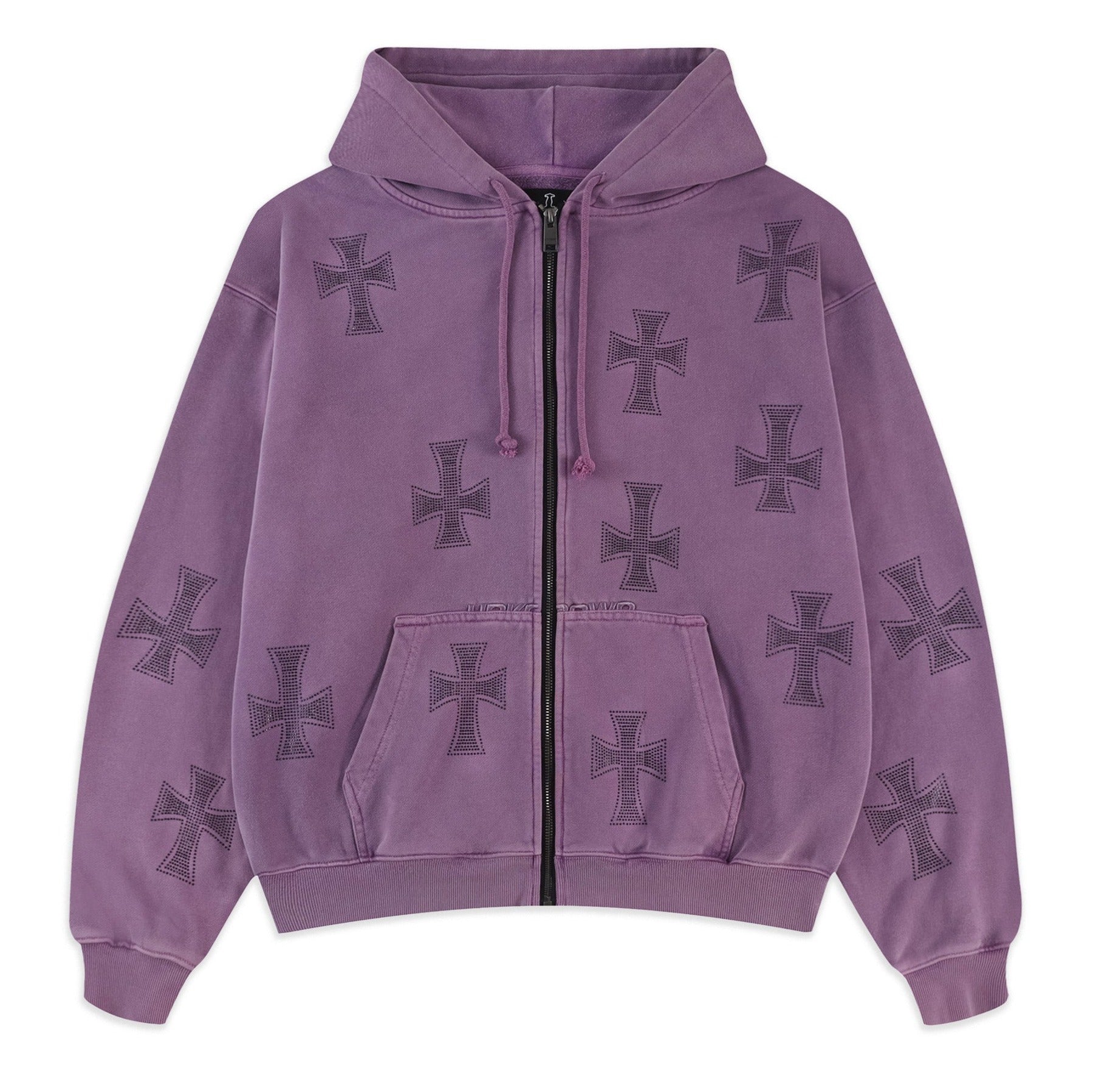 WASHED PURPLE RHINESTONE HOODIE|Streetwear Oversized Vintage Casual Wear-Coordom