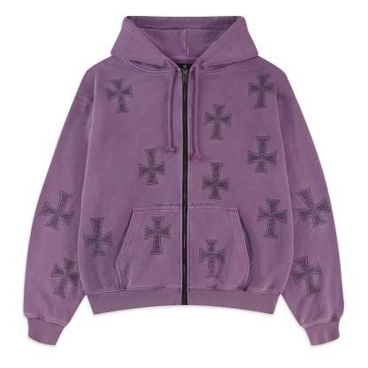 WASHED PURPLE RHINESTONE HOODIE|Streetwear Oversized Vintage Casual Wear-Coordom