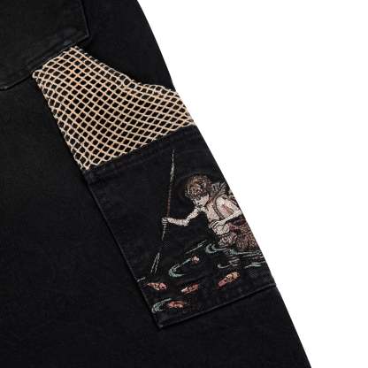 "lotus" Jorts black fishnet-Coordom
