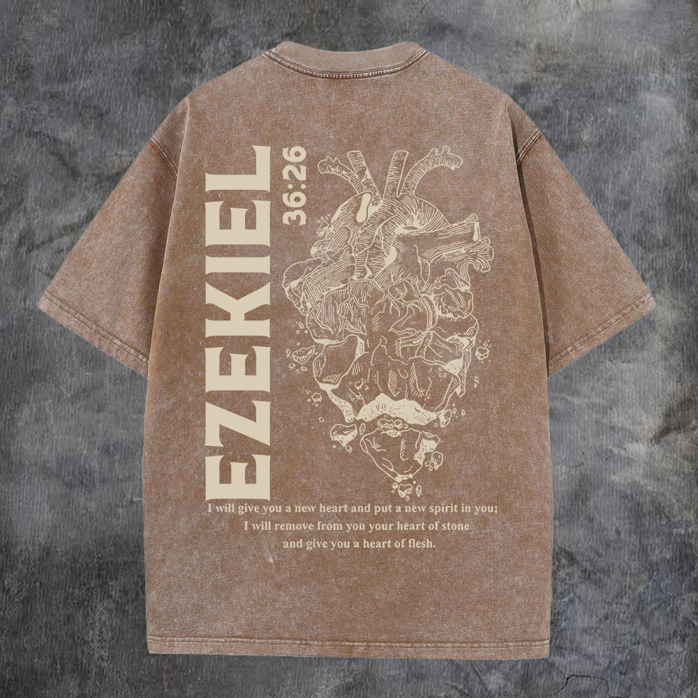 Ezekiel 36:26 Washed T-shirt-Coordom