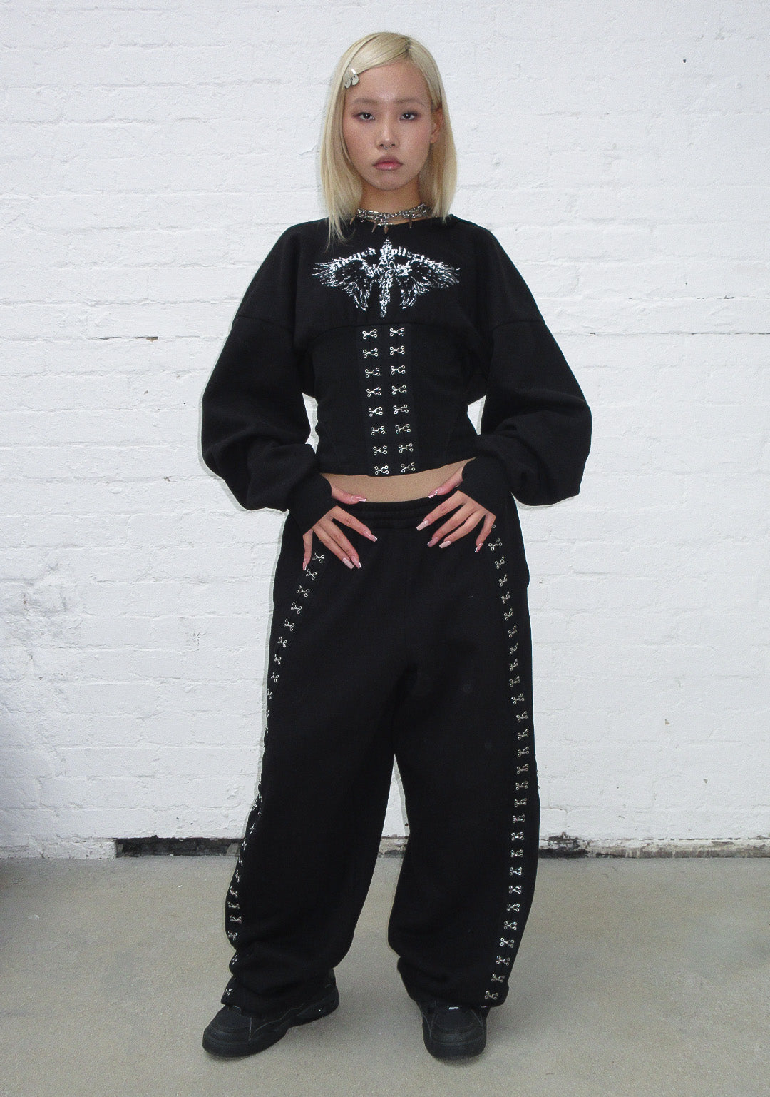 FALLEN CORSET SCULPT HOODIE BLACK-Coordom