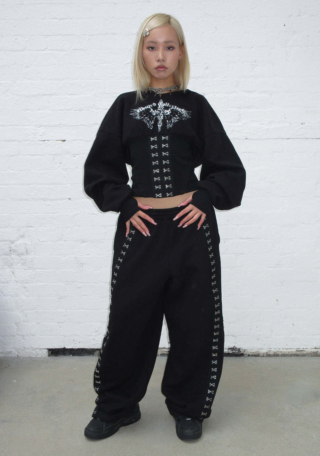 FALLEN CORSET SCULPT HOODIE BLACK-Coordom