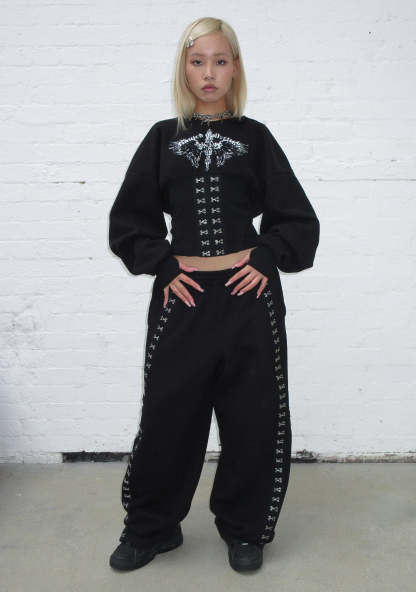 FALLEN CORSET SCULPT HOODIE BLACK-Coordom
